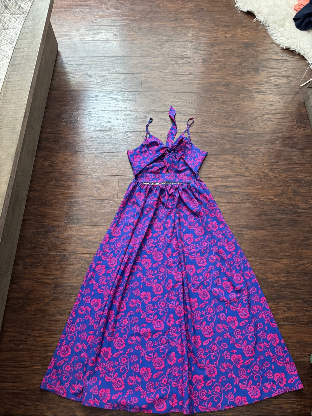 Cupshe Blue & Pink Twist-Front Floral Maxi Dress - Picture 5 of 5